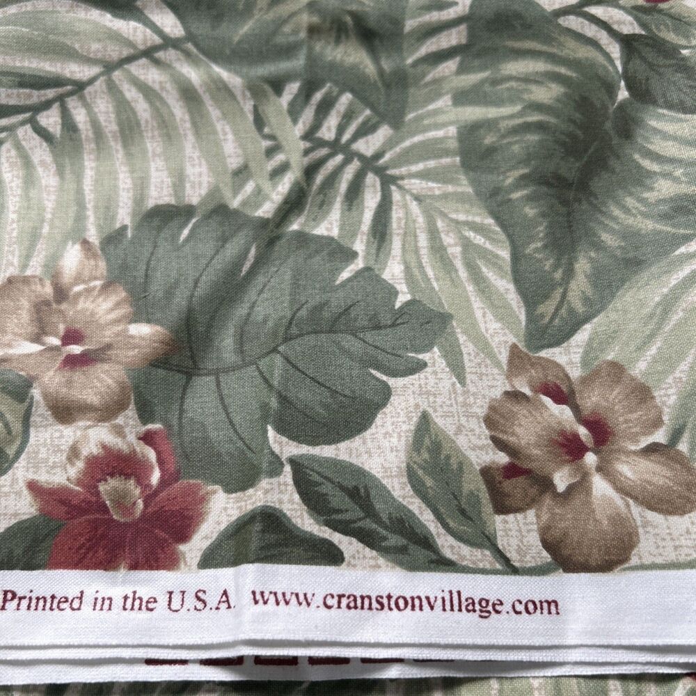 Cotton Quilting Fabric Cranston VIP Tropical Island Floral Leaves 1 Yd X 44"